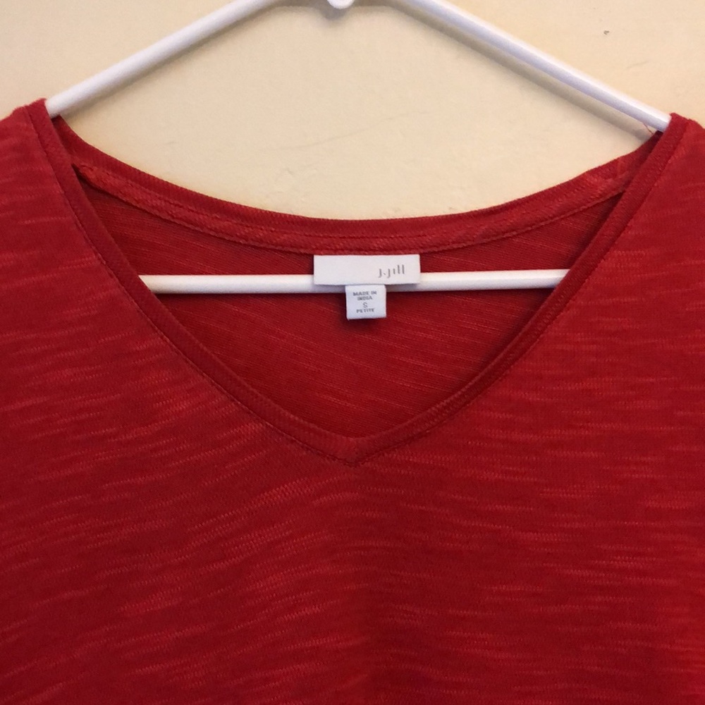 J. Jill Sweater Size Small Red V-Neck Pocketed Tunic Top 100% Cotton - Picture 9 of 12